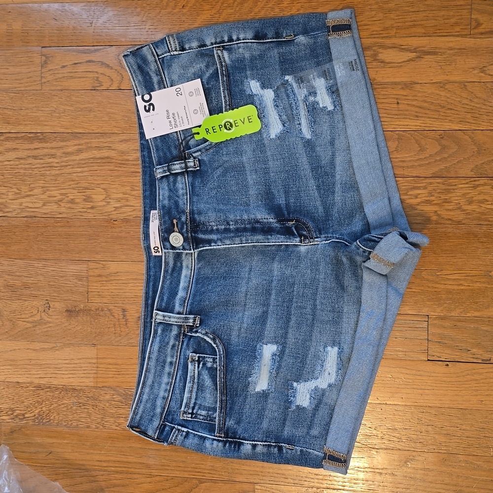 SO BRAND WOMENS JUNIOR PLUS  SIZE BLUE JEAN SHORTIE SHORTS SIZE 20/38W